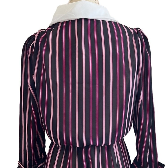 Vintage 1970s Striped Secretary Dress – Dark Academia, Cottagecore, Retro Office - Picture 4 of 11